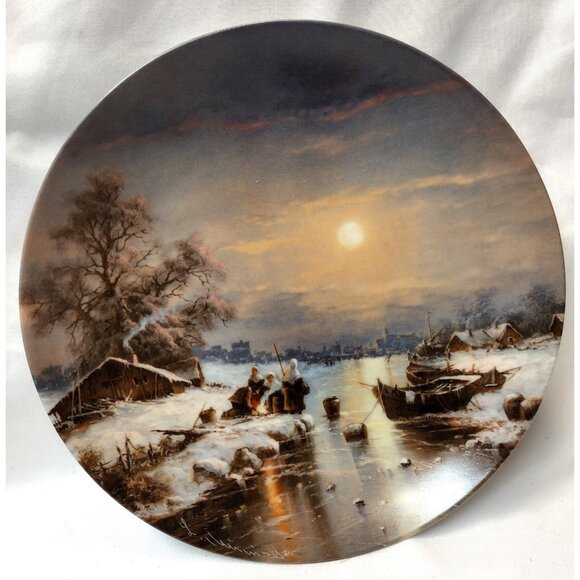 1987 Furstenburg Porcelain Muningers Romantic Winters Set of 4 Wall Plates Art - Picture 1 of 11